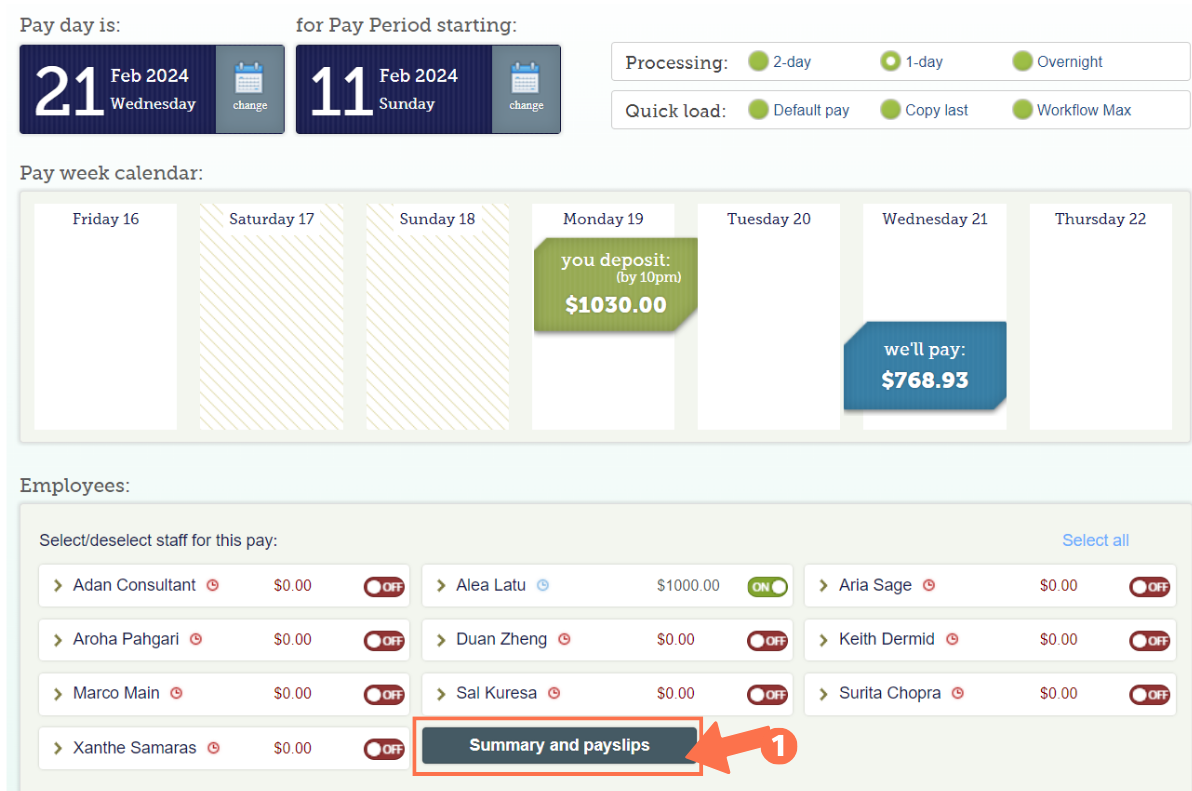 When does the Payslip Summary Update Leave Balances?